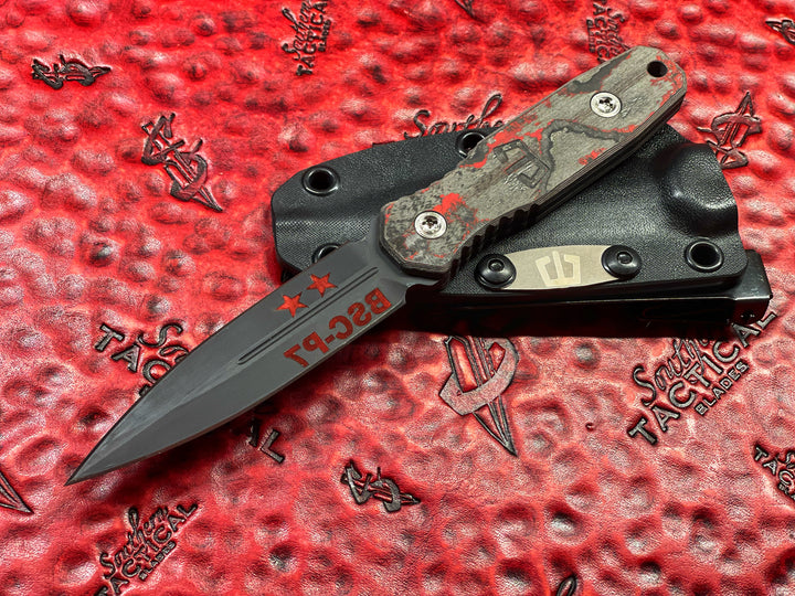 Blackside Customs P7 (Phase 7) Dagger Camo Carbon Black And Red Scales Black Cerakote BRED 350 Finish