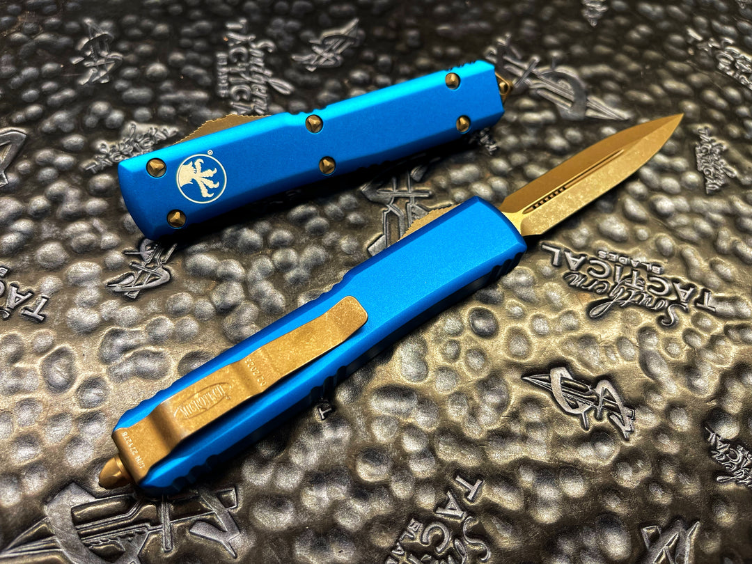Microtech Ultratech Double Edge Bronzed Apocalyptic Standard Blue
