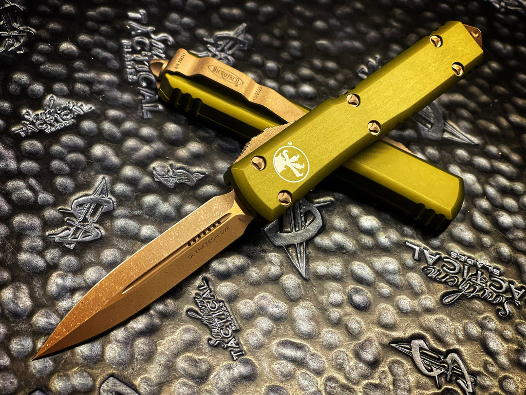 Microtech Ultratech Double Edge Bronzed Apocalyptic Standard OD Green