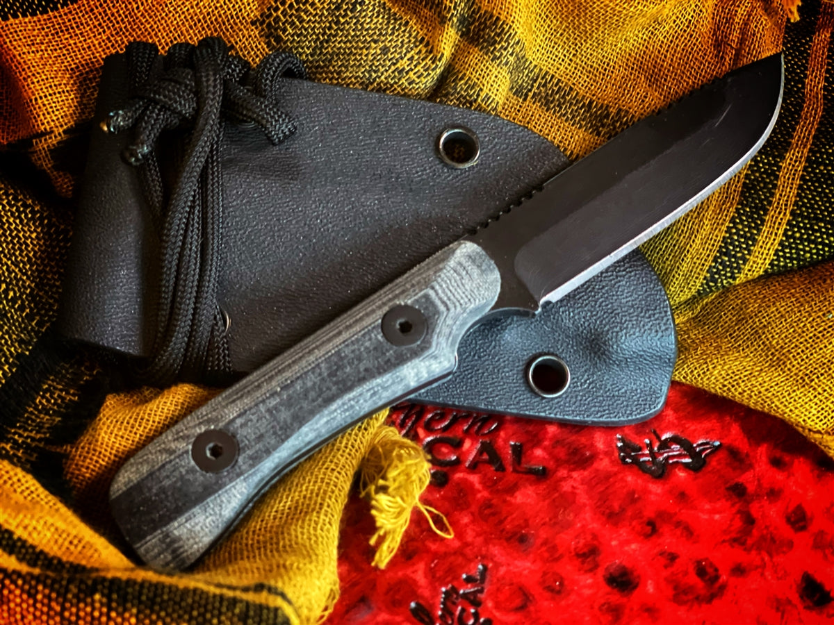 Hawk Creek Armory "Lil Savage" Fixed Blade Neck Knife Black Micarta/Black Cerakote