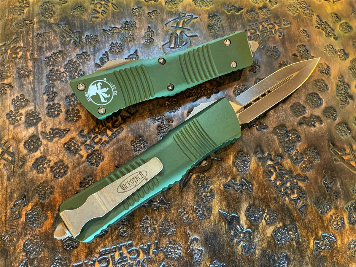 Microtech Combat Troodon Double Edge Bronzed Apocalyptic Standard OD Green