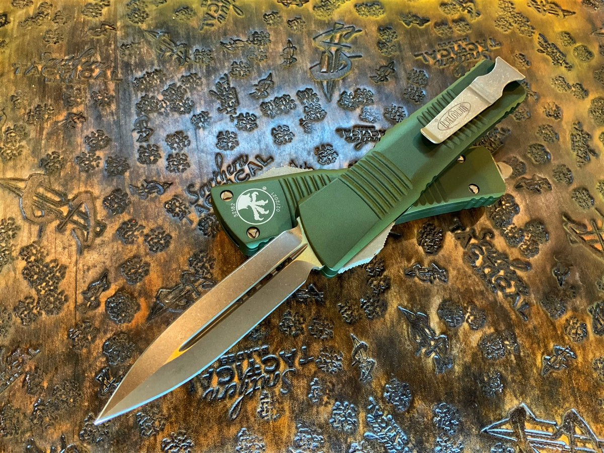 Microtech Combat Troodon Double Edge Bronzed Apocalyptic Standard OD Green