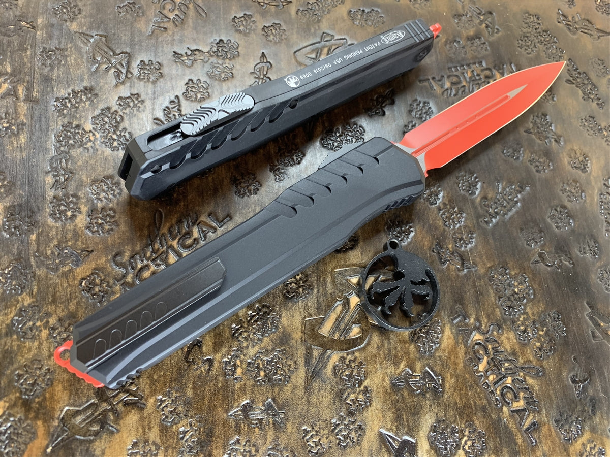 Microtech Cypher MK7 Double Edge Red w/ Black Accents