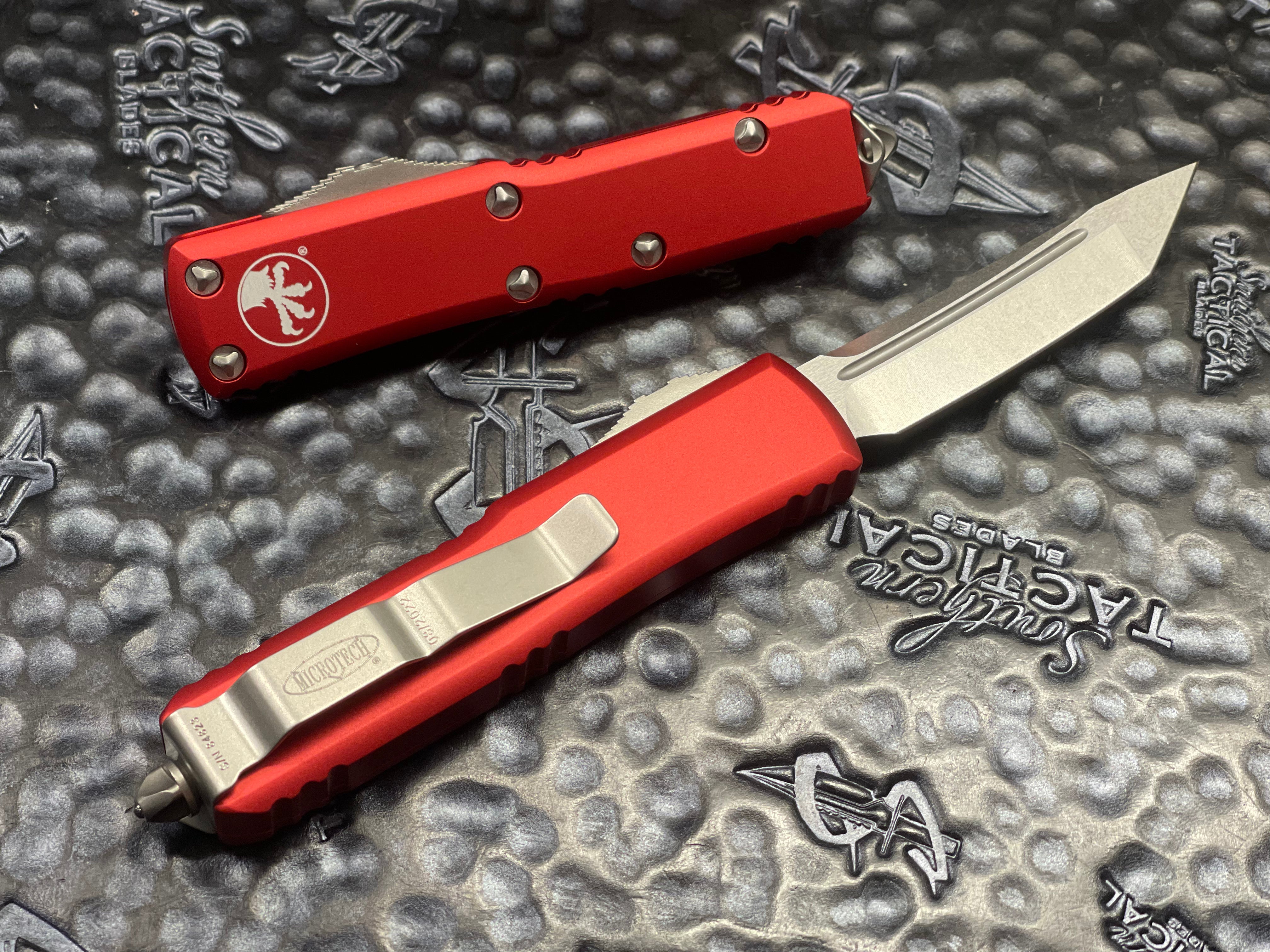 Microtech UTX85 Tanto Stonewashed Standard Red